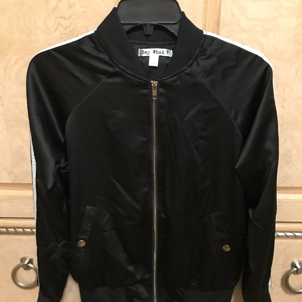 Say What?  Satin Bomber jacket